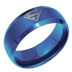 Superman blue Titanium Wedding band size 6